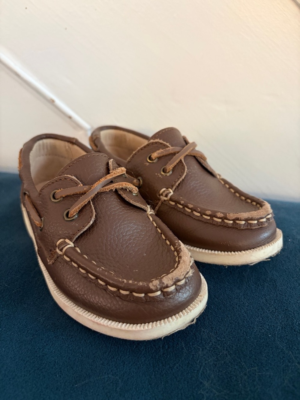 Janie and Jack Brown Leather Boat Shoes size 8
